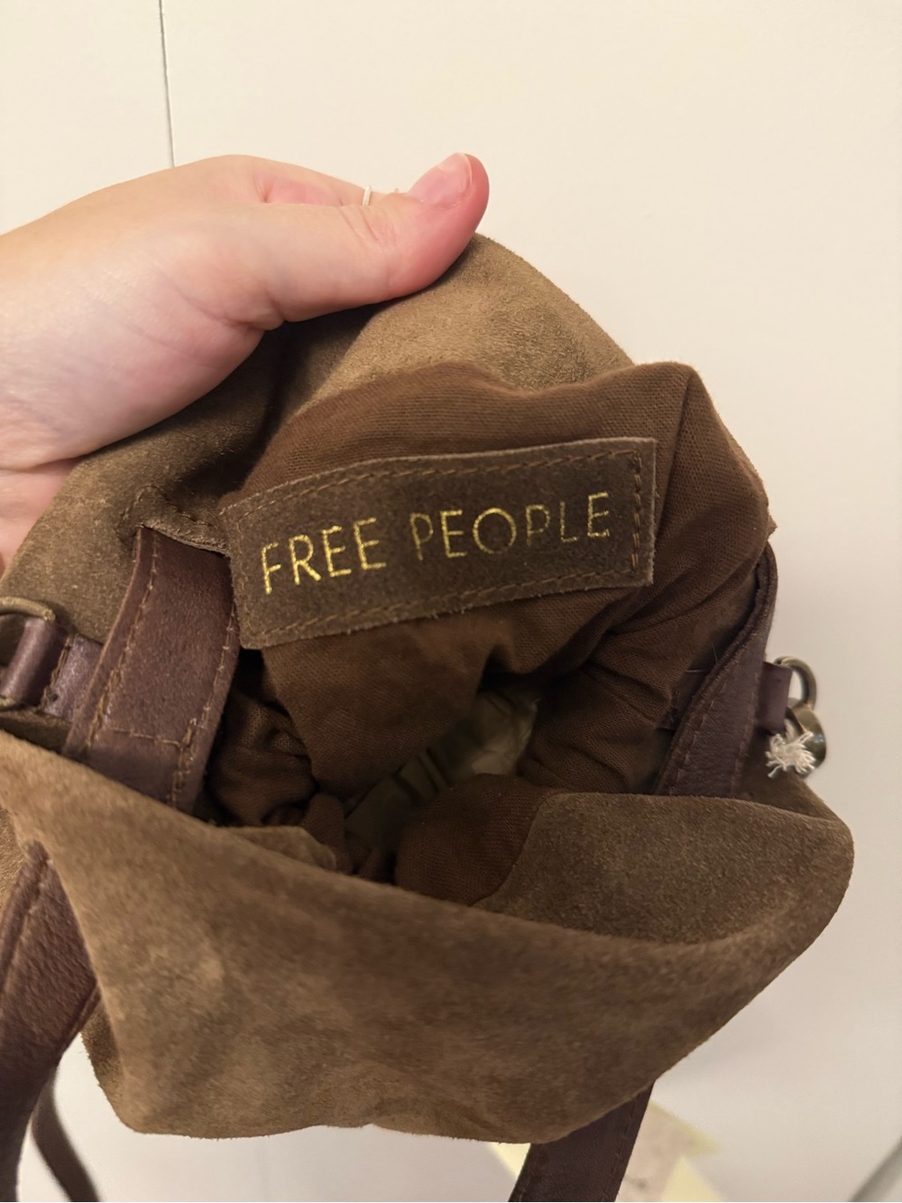 Free People Suki Mini Tote Brown Suede Crossbody New $78 - Picture 7 of 8